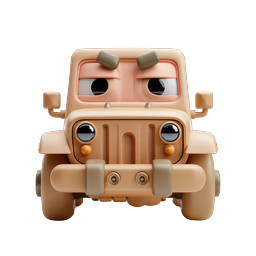 Icône 3D Personnage Jeep en Pâte à Modeler - Véhicule Mignon