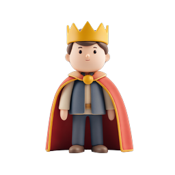 Clay-Style King Character Icon | 3D Royalty Figure