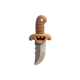 Clay-Style Cartoon Knife Icon with Friendly Face