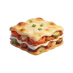 Clay-Style 3D Lasagna Icon for Food & Restaurant Apps