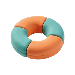 Biểu tượng phao cứu sinh phong cách Clay | Vòng an toàn dưới nước 3D
