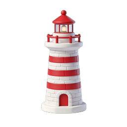 Clay Lighthouse Icon - 3D Nautical Navigation Design