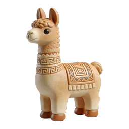 Decorative Clay Llama Figurine with Geometric Patterns