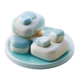 Clay-Style Marshmallow Plate Icon - Sweet 3D Dessert