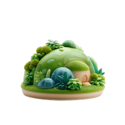 Clay Mini Garden Icon - Whimsical 3D Nature Scene