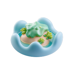 Clay Mini Island Bowl 3D Icon - Whimsical Nature Design