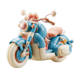 Clay Style Motorcycle 3D Icon - Cute Pastel Bike