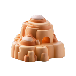 3D Clay Mountain Cave Icon - Nature Adventure Asset