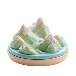 Clay Mountain Diorama Snow-Capped 3D Icon