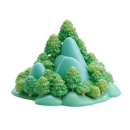Clay Style Mountain Forest 3D Icon