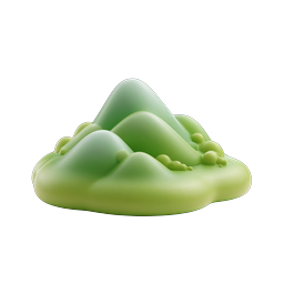 Clay Mountain Hill 3D Icon - Green Nature Design