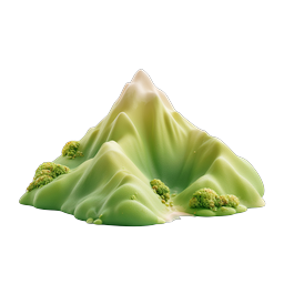 3D-Icon einer grünen Berglandschaft im Clay-Stil für Natur-Apps
