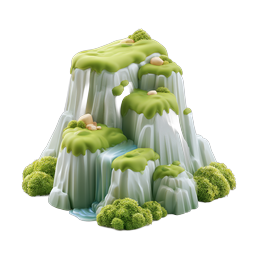 Clay 3D Mountain Island with Waterfall Icon