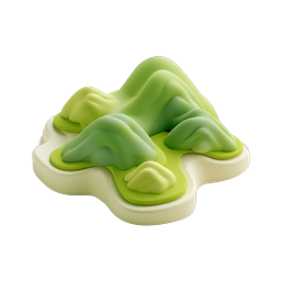 Clay Mountain Island 3D Icon - Nature Landscape Design