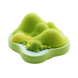 Clay Mountain Island Landscape 3D Icon