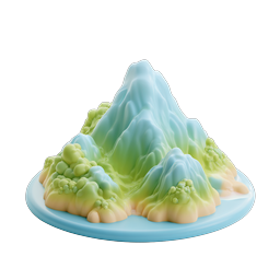 Icona 3D isola montagna in argilla - Design naturale pastello