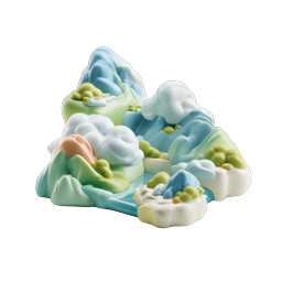 用于自然类应用的粘土风格山脉风景 3D 图标