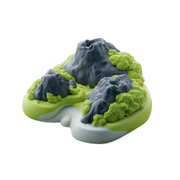 Clay Mountain Landscape 3D Icon - Volcanic Island Scene
