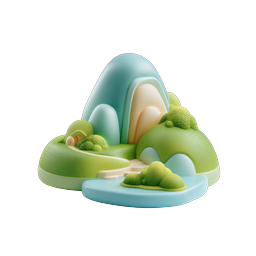 Biểu tượng 3D Phong cảnh Núi Đất Sét - Thiết kế Thiên nhiên Màu Pastel