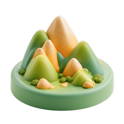 Clay Mountain Landscape 3D Icon - Nature Illustration