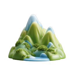 Clay-Style Mountain Landscape 3D Icon