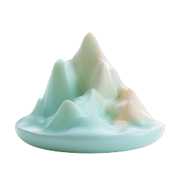 Clay Mountain Peak Icon - Soft 3D Nature Design