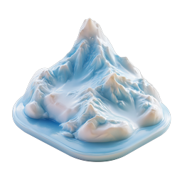 3D Clay Mountain Terrain Icon | Glossy Snow Peak