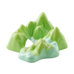 Clay-Style 3D Mountain Landscape Icon