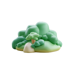 Clay Style Nature Scene Icon with Trees and Rock