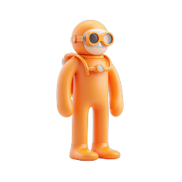Nhân vật phi hành gia đất sét màu cam - Biểu tượng minh họa 3D