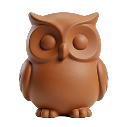 Clay Owl Icon - 3D Terracotta Bird Figurine