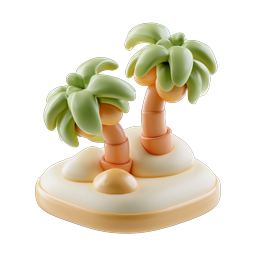 Clay Palm Trees on Tropical Island 3D Icon