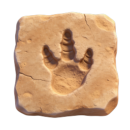 Icono realista de huella de pata de animal en arcilla