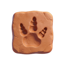 Ícone de pegada de argila - Design de rastro animal 3D em terracota
