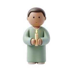 Clay-Style Person Holding Lit Candle Icon