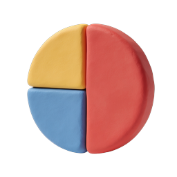 Clay Pie Chart Icon - Colorful 3D Data Visualization