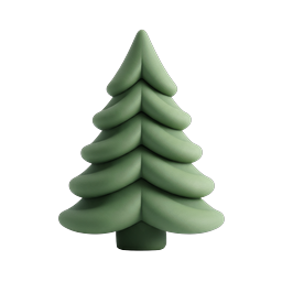 Clay Style Pine Tree Icon - 3D Evergreen Illustration