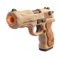 Clay Pistol Firing Icon - 3D Weapon Design