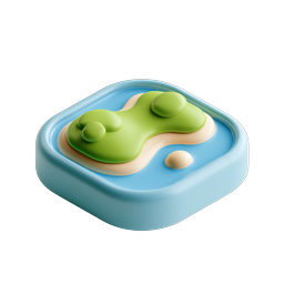 Clay Pond Island 3D Icon - Playful Nature Design