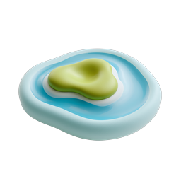 Clay-Style 3D Pond with Green Island Icon