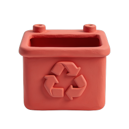 Clay Recycling Bin Icon | Terracotta Eco Symbol 3D