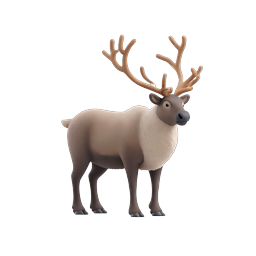 Clay Reindeer 3D Icon - Cute Wildlife Animal
