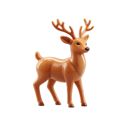 Clay Reindeer Icon | 3D Glossy Animal Character