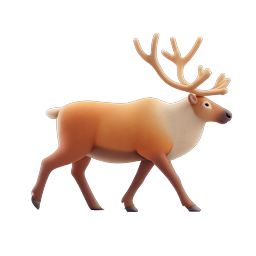 Clay-Style Reindeer Icon | Cute 3D Wildlife Illustration