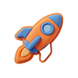クレイ 3D ロケットアイコン - 遊び心のある宇宙打ち上げデザイン