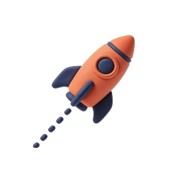 Clay-Raketenstart-Icon - 3D-Weltraum-Illustration