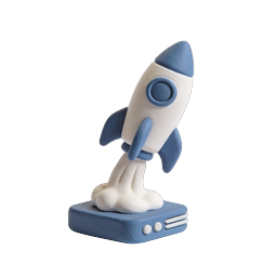 Icono de lanzamiento de cohete estilo clay | figura 3D