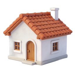 Charming Clay Roof House Icon | 3D Real Estate