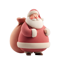 Clay-Style Santa Claus Christmas Icon - Holiday 3D Illustration