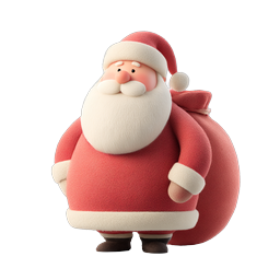 Icona di Babbo Natale in argilla | Personaggio 3D festivo